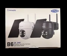 Cinnado B6 White 2K 3MP Wireless Security Camera With Solar Panel 3 Pack-WHITE