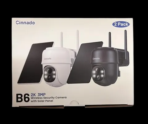 Cinnado B6 White 2K 3MP Wireless Security Camera With Solar Panel 3 Pack-WHITE