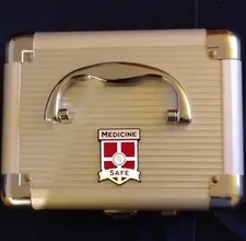 Portable Small Silver Metal Medicine Safe Case with Combination Lock & Handle