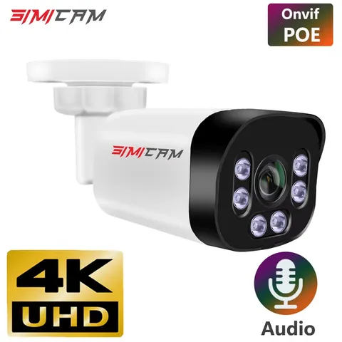 4K Poe Camera with Audio 48V POE/DC 12V 4MP/5MP/8MP Super HD Infrared Night Visi