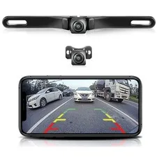 WiFi Car Backup Camera, GreenYi 5G 720P HD License Plate Rear/Front Black