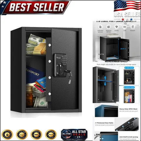 Versatile 1.8 Cu.Ft. Steel Security Safe with Digital Lock & Removable Shelf