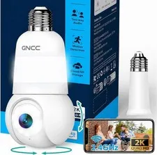 2K Light Bulb Security Camera 360° Outdoor WiFi E26/E27 Screw-in Porch Motion