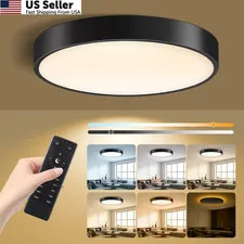 Lightania 13 Inch Flush Mount Ceiling Light with Remote 13 Inch, Black