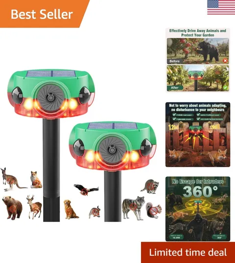 Customizable Outdoor Motion Sensor Alarm - Solar Powered, 360° Coverage, 2-Pack