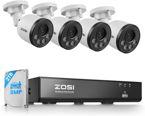 4K Poe Security Camera System, 4Pcs 8MP Indoor Outdoor Metal Cameras with Audio,
