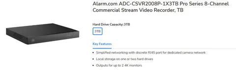 Alarm.com 8CH Commercial Streaming Video Recorder-3TB (CSVR)#ADC-CSVR2008P-1X3TB