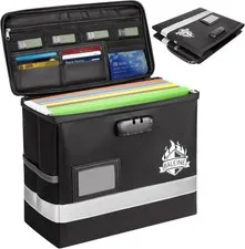 BALEINE Fireproof Document Box with Lock, Portable Fireproof Document Bag Wat...