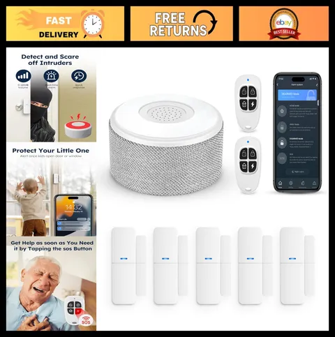 DIY Wireless WiFi Door Alarm System - 8-Piece Security Kit with Door Sensors