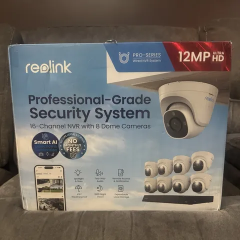 Reolink Pro-Series 12MP 16-Channel NVR, 8 PoE Dome Cameras, 4TB, Color