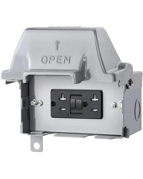 SURAIELEC Outdoor Outlet Box Waterproof, 20 20A GFCI (Horizontal Box), Grey
