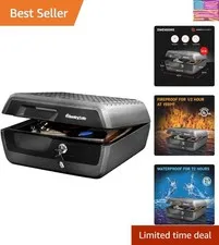 Fireproof and Waterproof Document Safe with Key Lock, Lock Box for Cash, Pass...