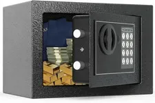 Digital Security Safe Box, Electronic Keypad and Key Lock, Steel Construction, w