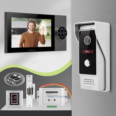 HOMSECUR 7" HD Intercom System Set With Electrical Lock Night Vision Waterproof