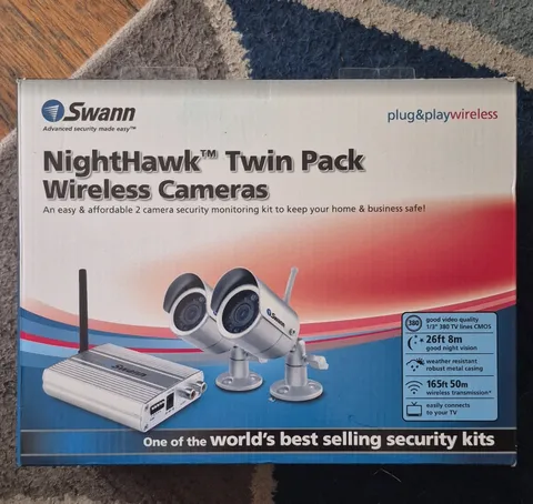 Swann NightHawk Twin Pack Wireless 2-Camera Kit Night Vision Indoor/Outdoor 4CH