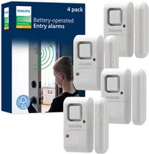 Philips Personal Security Window and Door Alarm, 4 Pack, DIY Protection, Burglar