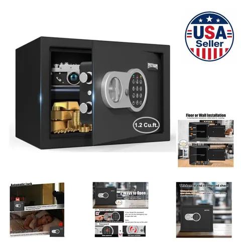 Digital Keypad Security Safe 1.2 Cu Ft Money Cash Documents Removable Shelf