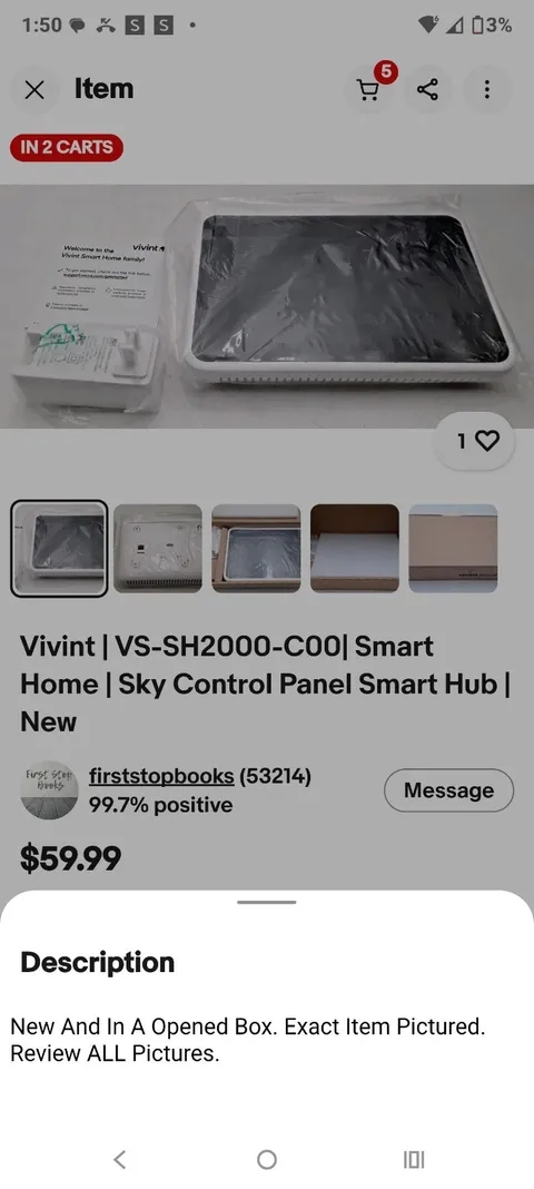 Vivint | VS-SH2000-C00| Smart Home | Sky Control Panel Smart Hub | New