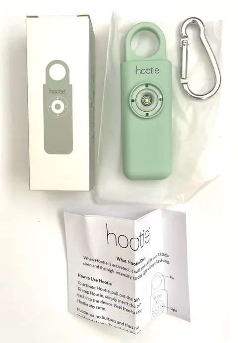 NIB Hootie Personal Safety Alarm, Keychain, Purse, Backpack, Mint Green