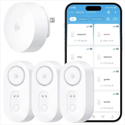 GoveeLife Upgraded Smart Water Leak Detector 1s with High Alarm, 3 +1 Pack