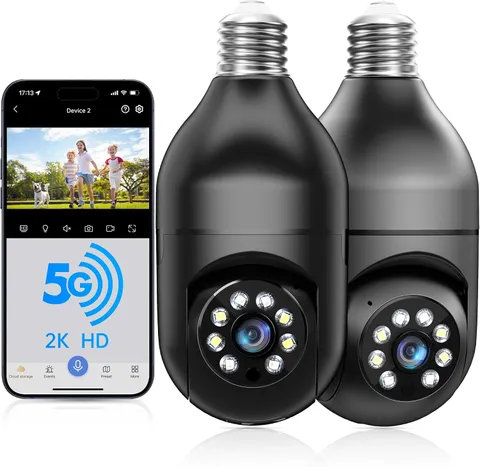 Light Bulb Security Camera -5G& 2.4Ghz Wifi 2K Security Cameras Wireless Outdoor