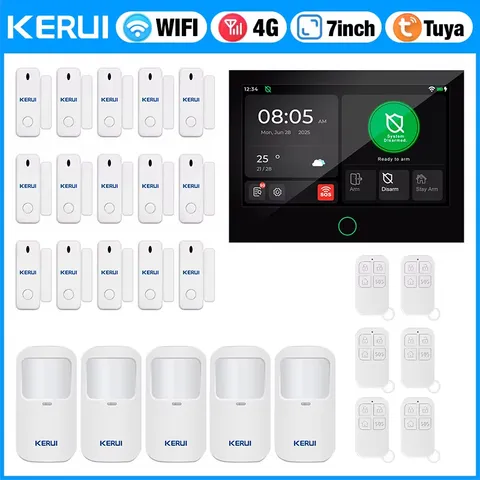 G70 4G WiFi Home Alarm System with 7 inch Alarm Panel Set FSK / ASK