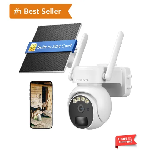 4G LTE Security Camera No Internet Needed, Free Cloud Storage, 360° PTZ Outdo...