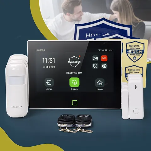 HOMSECUR Wireless WIFI 4G 2G LCD SMS Autodial Home Security 7" Alarm System