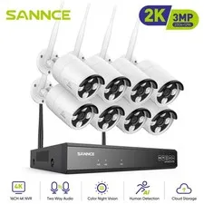 SANNCE Wireless 3MP Security Camera System 2-Way Talk 4K 16CH NVR AI Color Night