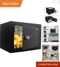 Space-Saving Steel Safe Box - 3-Digit Code for Home & Office Security, 9.1"x6.7"