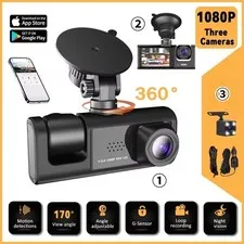 3 lenses Camara De Seguridad Dash Cam Para Auto Carro Delantero/Trasero/Interior