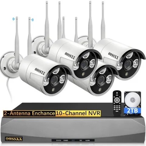 OOSSXX WIRELESS SECURITY SYSTEM 10CH 5MP NVR + 4 pcs 3mp Cameras HDD SATA 2TB