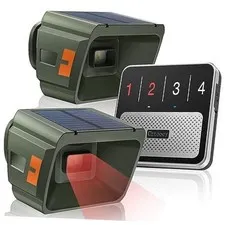Solar Driveway Alarm Wireless Outdoor 1/2 Mile Range - 1 Receiver & 2 Sensors