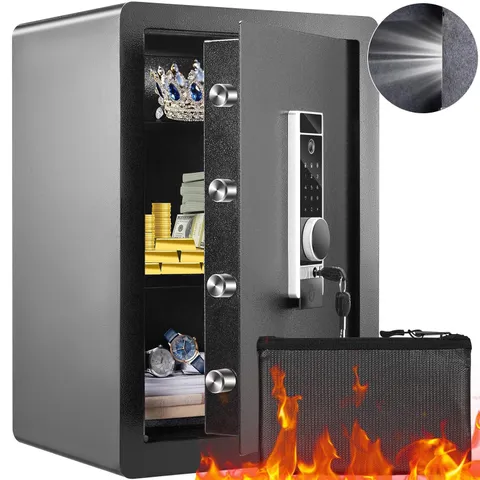 Steel Security Safe - 2.2 Cubic Feet, Fingerprint & Digital Keypad Lock
