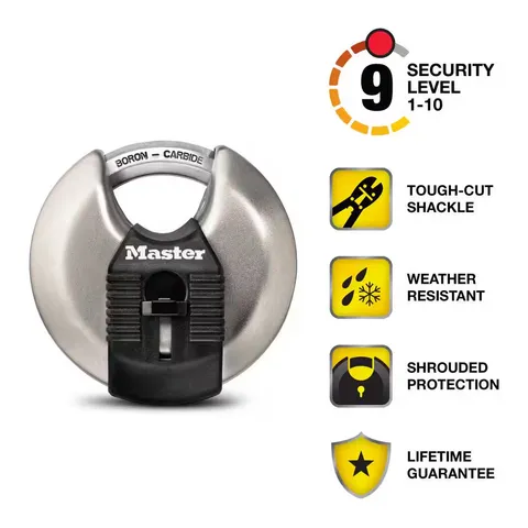 Heavy Duty Outdoor Shrouded Padlock with Key, 3-1/8 In. Wide