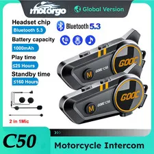 Motorcycle Bluetooth 5.3 Headset Intercom Helmet Communication Mic Headset C50