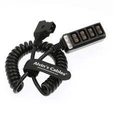 D-tap Male to 4 Port D-Tap Female Coiled Splitter Cable for Anton Bauer V-Mou...