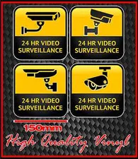 CCTV WARNING SIGN STICKER 24 HOUR VIDEO SURVEILLANCE BRAND NEW SET OF FOUR