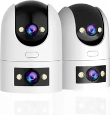 2K Dual Lens Indoor Outdoor Security Camera, 5Ghz/2.4Ghz Wifi Pet Camera with PT