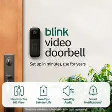 Blink Video Doorbell Smart Security Camera HD Wireless 2nd Gen Black Night Visio
