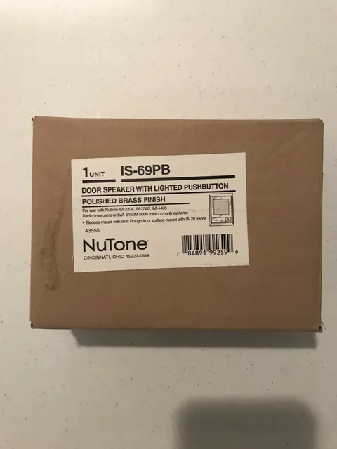 NuTone IS69PB Audio Intercom Door Speaker - Brass