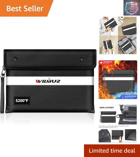 Fire Proof Money Bag for Cash 5200℉ Heat Insulated,Fireproof Waterproof Docum..,