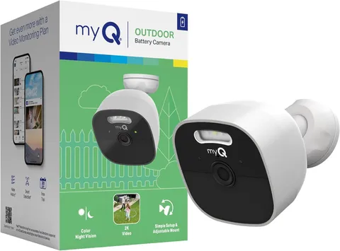 Myq Outdoor Battery Camera | 2K Camera, Color Night Vision, Spotlight, Motion Al