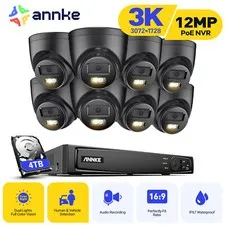 ANNKE 12MP 8CH NVR 5MP Color POE Security Camera System Audio Recording H.265+ 