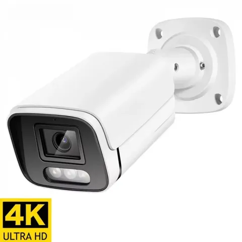 4K 8MP Bullet IP Camera Outdoor Metal AHD H.265 Onvif Color Night Vision