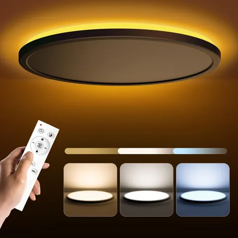 Matane 15.4in LED Flush Mount Ceiling Light Fixture with 15.4 Inch, Black