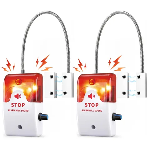 2 Pcs Exit Stopper Door Alarm with 110db Siren Emergency Door Alarms When Ope...