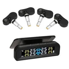 Tire Pressure Monitoring System Wireless Real-time Solar Energy Clear LCD D ETUN