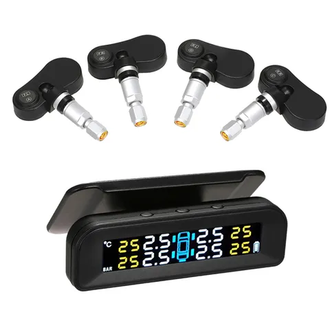 Tire Pressure Monitoring System Wireless Real-time Solar Energy Clear LCD D ETUN