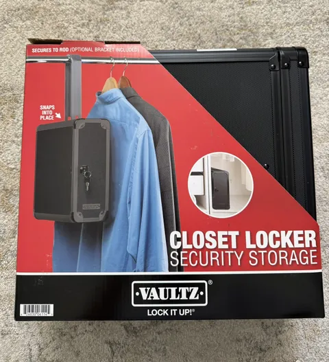 Vaultz Closet Security Storage Locker Black W/Keys Rod Mount Safe NEW